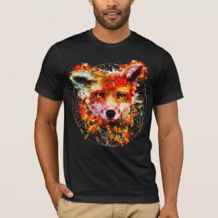 Camiseta Flor animal do espírito do Fox da aguarela da vid