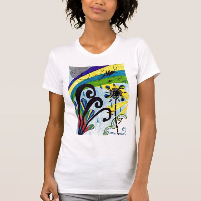 Camiseta flor arco-íris (Frente)