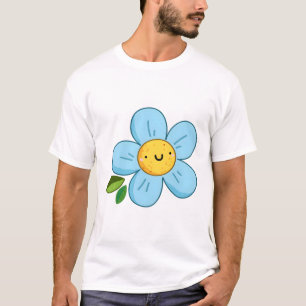 Camiseta Flor Azul Kawaii