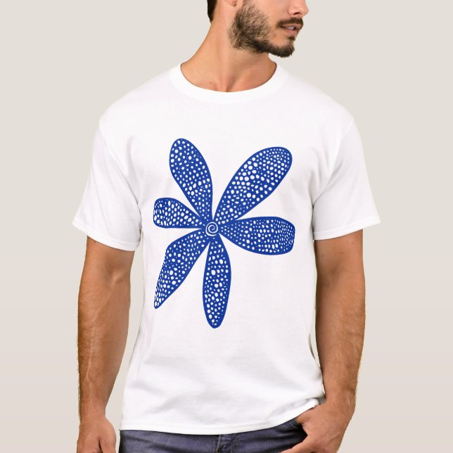 Camiseta Flor bonito - Azul Marinho (Frente)