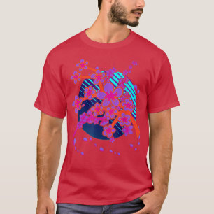 Camiseta Flor Bonito japonês Sakura 80s Cereja Vaporwave
