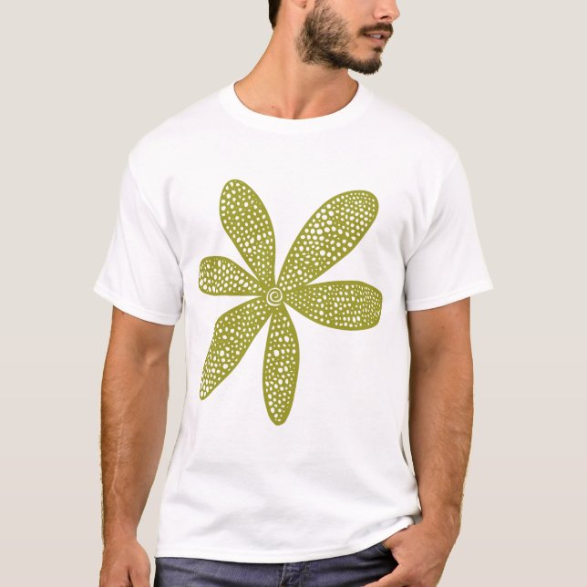 Camiseta Flor bonito - Oliva (Frente)