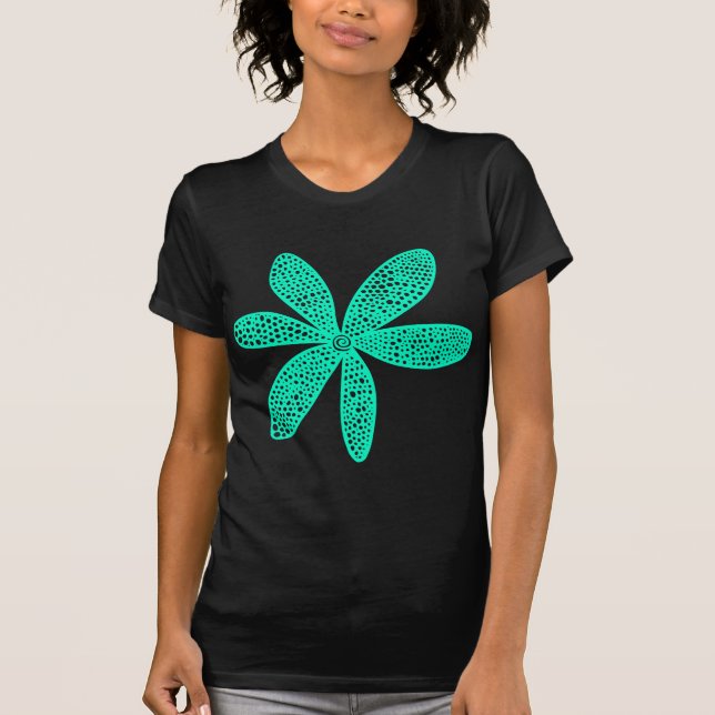 Camiseta Flor bonito - Turquesa (Frente)