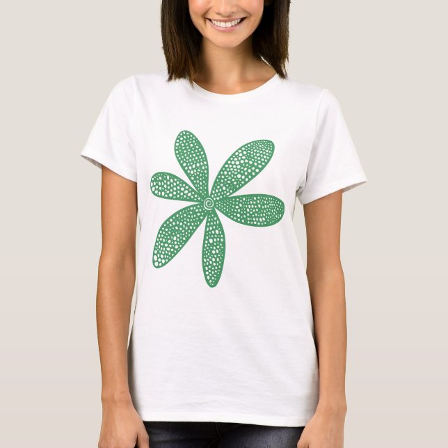 Camiseta Flor bonito - Verde do Exército (Frente)