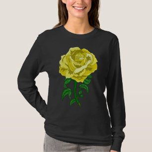 Camiseta Flor Botânica de Jardineiro de Rosa Gráfico Amarel