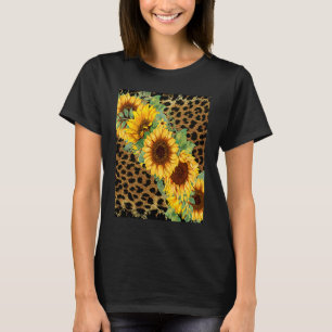 Camiseta Flor Branca de Padrão-Leopardo Azul e Branco