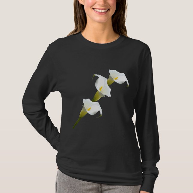 Camiseta Flor Branco Calla Lilly Floral (Frente)