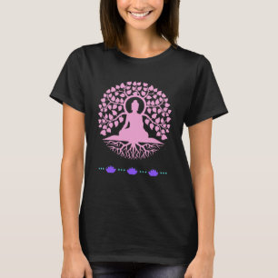 Camiseta Flor Buda e Lotus e Púrpura Rosa-rosa-da-vida