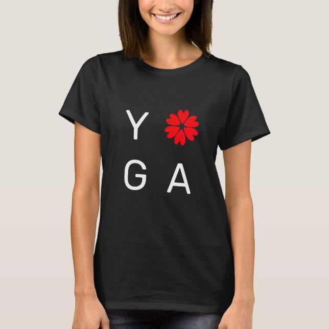 Camiseta Flor cardíaca da moda Yoga (Frente)