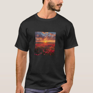 Camiseta Flor Cardíaca Sangrando Belo Gráfico Sunset