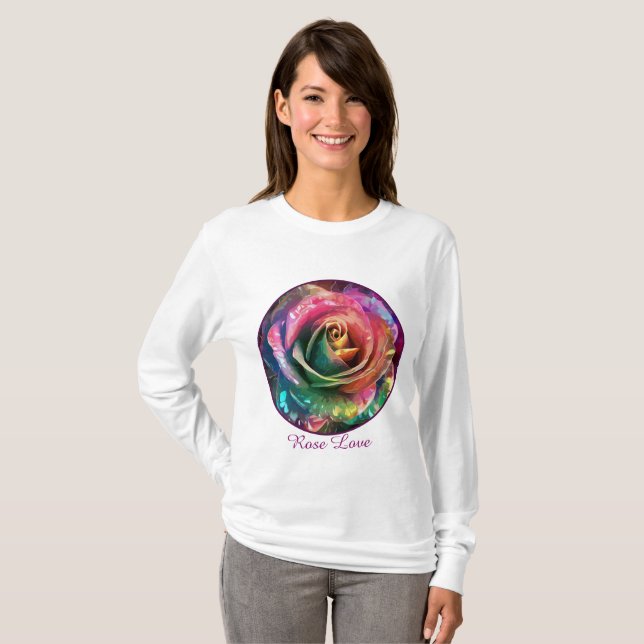 Camiseta Flor Celestial: Rosa de Alienígena (Frente Completa)