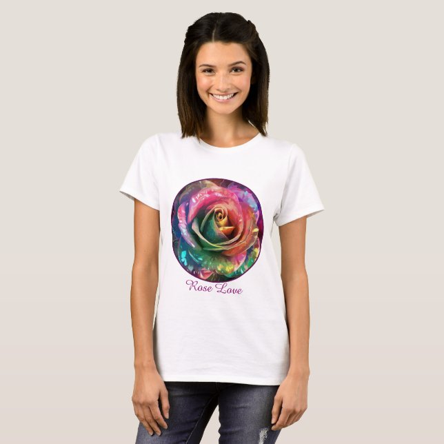 Camiseta Flor Celestial: Rosa de Alienígena (Frente Completa)