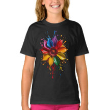 Camiseta Flor Color Splash | Arte Floral Vibrante 