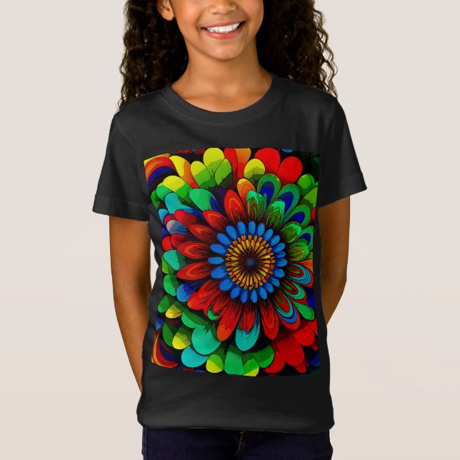 Camiseta Flor Colorida do Arco-Íris 104 (Frente)