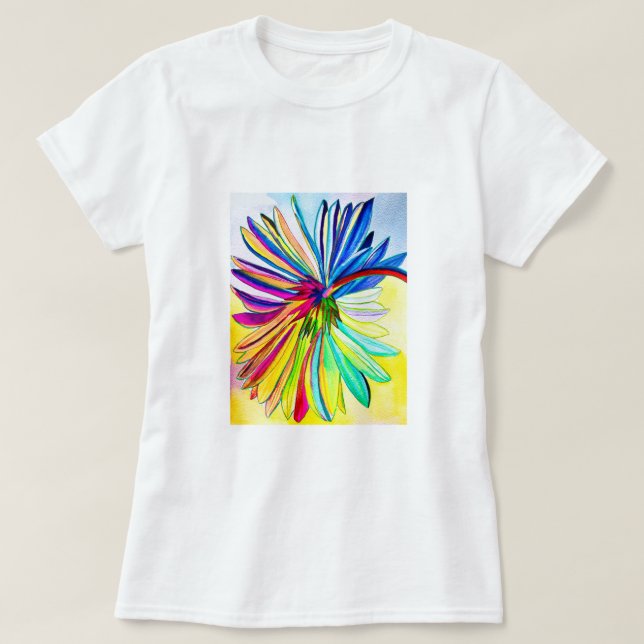 Camiseta Flor colorida Rainbow gerbera (Frente do Design)
