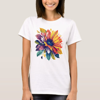 Camiseta Flor Colorida Surgindo em um Dia de Verão