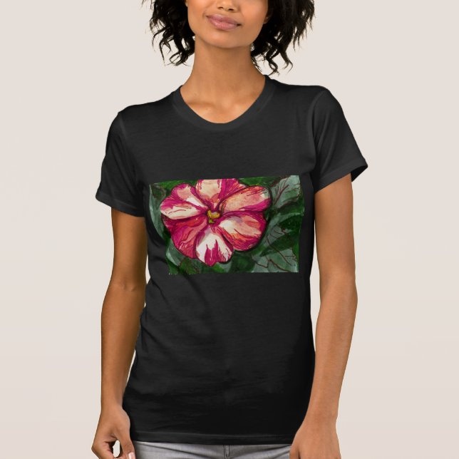 Camiseta Flor cor-de-rosa (Frente)