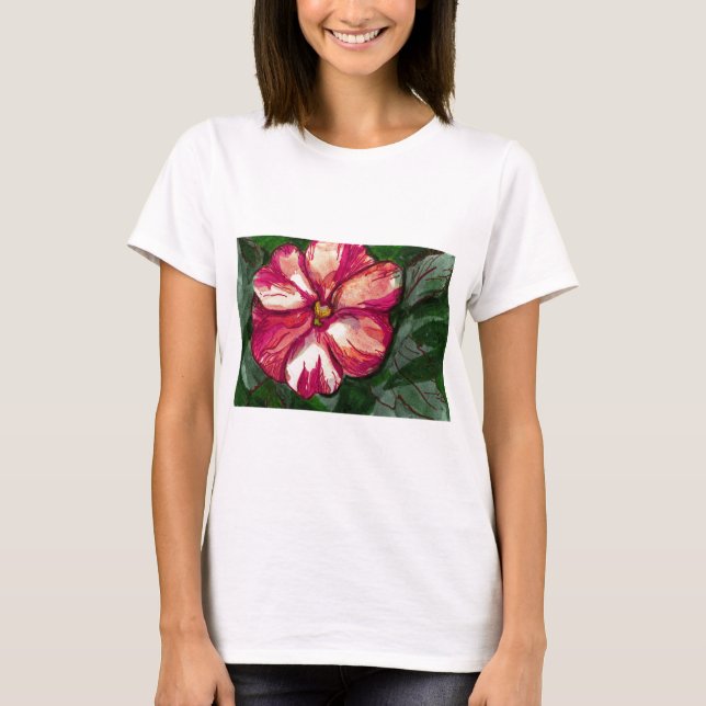 Camiseta Flor cor-de-rosa (Frente)