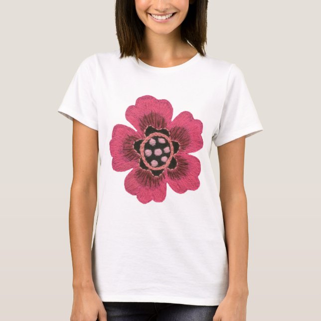 Camiseta Flor cor-de-rosa (Frente)