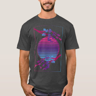 Camiseta Flor cor-de-rosa Flor Japonês Sakura Vaporwave Che