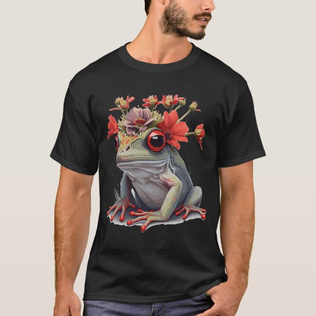 Camiseta Flor Coroa Sapo Vermelha-Cobra Amphibia (Frente)
