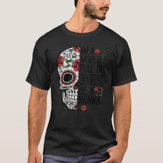 Camiseta Flor Crânio Num Cheio Mundial De Avós Não Seja