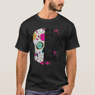 Camiseta Flor Crânio Num Cheio Mundial De Avós Seja Um Abu