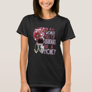 Camiseta Flor Crânio Num Cheio Mundial De Avós Seja Um Osso