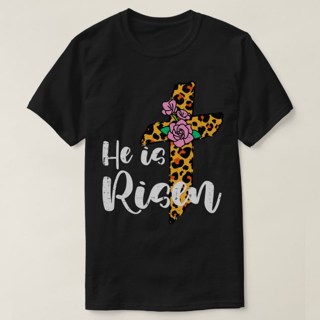 Camiseta Flor Cruzado Ele É Páscoa Risen Cristo Jesus Relax (Frente do Design)