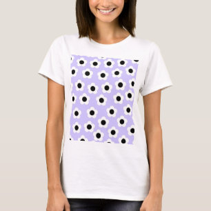 Camiseta Flor Cute Preta e Branca Com Fundo Azul