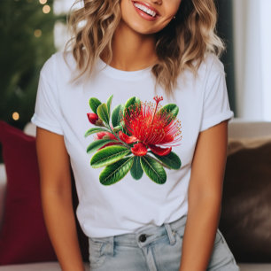 Camiseta Flor da árvore Pohutukawa da Nova Zelândia