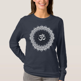 Camiseta Flor da mandala da Capa longa das mulheres de OM