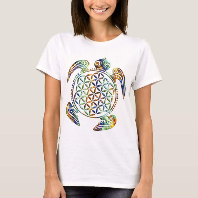 Camiseta Flor da Vida / Blume des Lebens - cor de tartaruga (Frente)