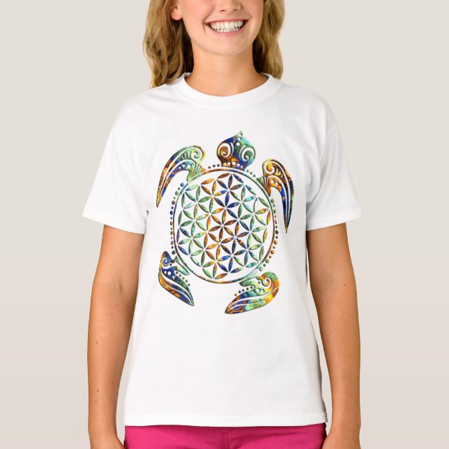 Camiseta Flor da Vida / Blume des Lebens - cor de tartaruga (Frente)