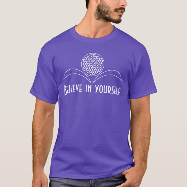 Camiseta Flor da Vida / Blume des Lebens - folhas brancas (Frente)