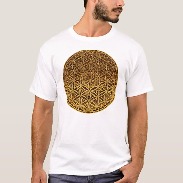 Camiseta Flor da Vida / Blume des Lebens - ouro medular (Frente)