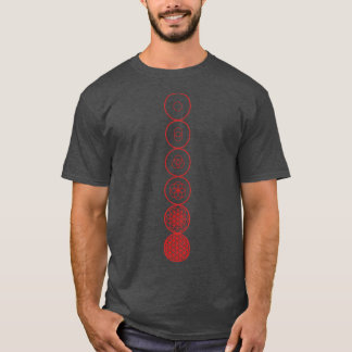 Camiseta Flor da Vida Evolução Sagrada Geometria Vermelha