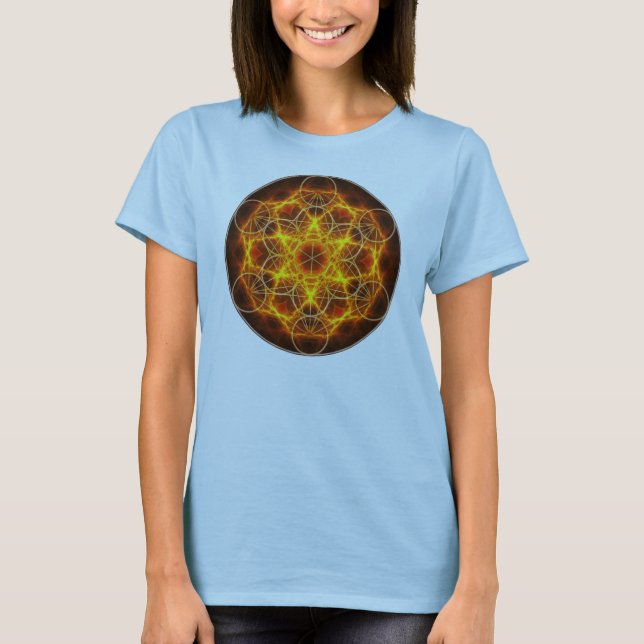 Camiseta Flor da Vida Fractal - Cubo de Metatron (Frente)