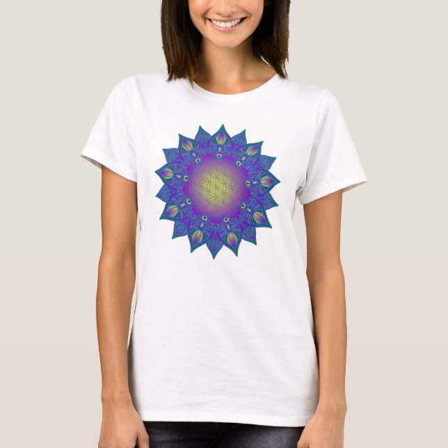 Camiseta Flor Da Vida - Índia Mandala 3 (Frente)
