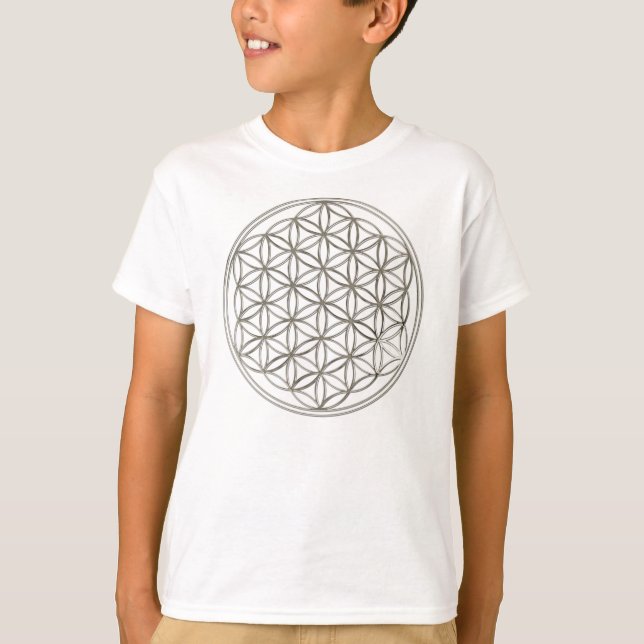Camiseta FLOR DA VIDA - prata (Frente)