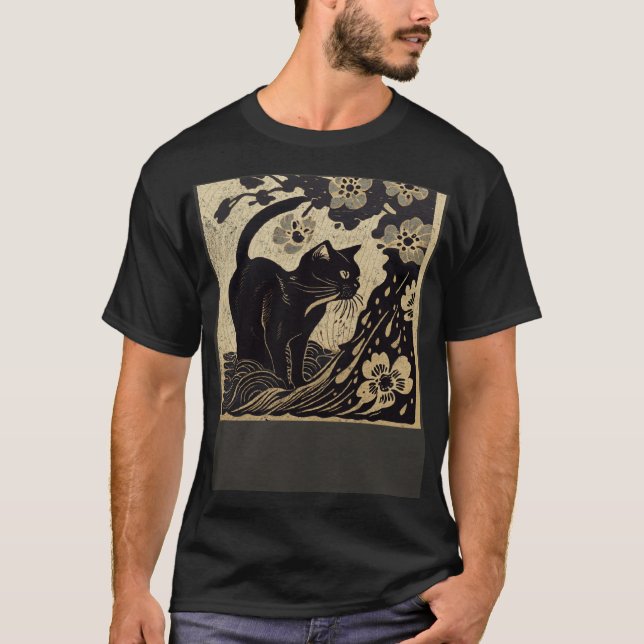 Camiseta Flor de Água de Gato Negro (Frente)