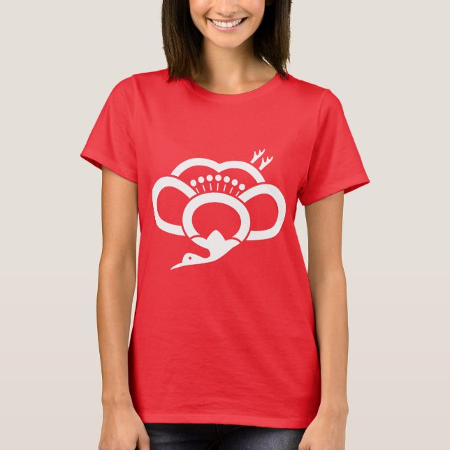 Camiseta Flor de ameixa em forma de grou sombreada (Frente)