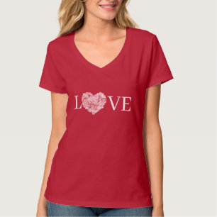 Camiseta Flor de Amor Coração Rosa