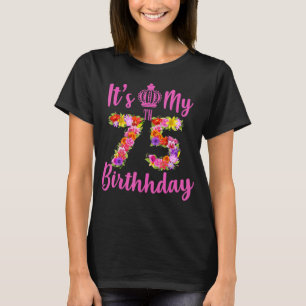Camiseta Flor de aniversário de 75 anos é meu 75° aniversár