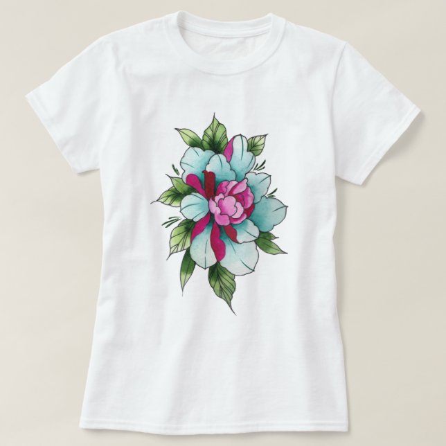 Camiseta Flor de Aquarela (Frente do Design)