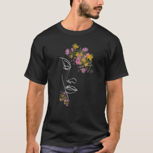 Camiseta Flor de Aquarela Mínima Abstrato Mão Face L