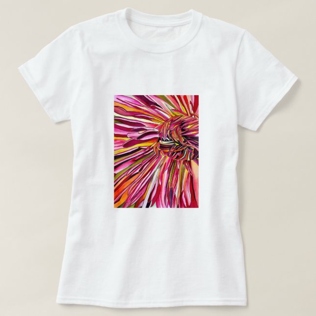 Camiseta Flor de aquarelas de crisântemos (Frente do Design)