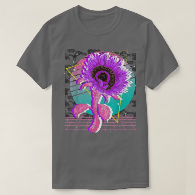 Camiseta Flor de Arte com Flor com Flor com Estilos Retroat (Frente do Design)