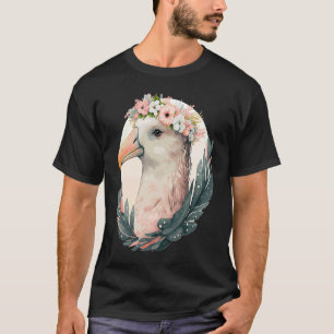 Camiseta Flor de Ave-Albatroz Coroa Floral Tropical B