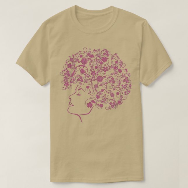 Camiseta Flor De Cabelo Curvo Porque A Natureza É Perfeita  (Frente do Design)